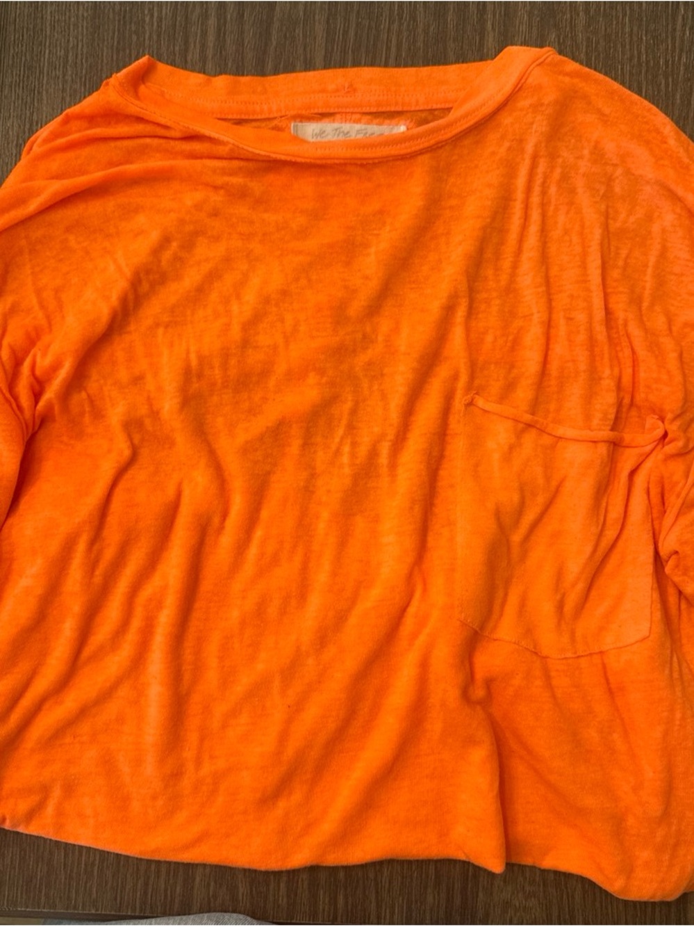Free People Women's Short Sleeve Crewneck Tee in Bright Orange